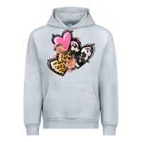 Heather Grey Pink glitter leopard cowhide hearts Valentine's Urban Hoodie - FaDigitalArtStudio