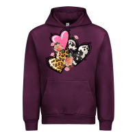 Mauve Wine Pink glitter leopard cowhide hearts Valentine's Urban Hoodie - FaDigitalArtStudio