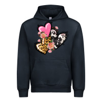 Navy Pink glitter leopard cowhide hearts Valentine's Urban Hoodie - FaDigitalArtStudio