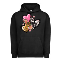 Pigment Black Pink glitter leopard cowhide hearts Valentine's Urban Hoodie - FaDigitalArtStudio
