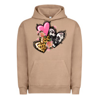 Pigment Burro Pink glitter leopard cowhide hearts Valentine's Urban Hoodie - FaDigitalArtStudio