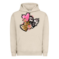 Pigment French Oak Pink glitter leopard cowhide hearts Valentine's Urban Hoodie - FaDigitalArtStudio