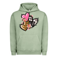 Pigment Oil Green Pink glitter leopard cowhide hearts Valentine's Urban Hoodie - FaDigitalArtStudio