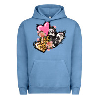 Pigment Pebble Blue Pink glitter leopard cowhide hearts Valentine's Urban Hoodie - FaDigitalArtStudio