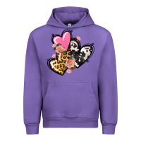 Tulip Pink glitter leopard cowhide hearts Valentine's Urban Hoodie - FaDigitalArtStudio