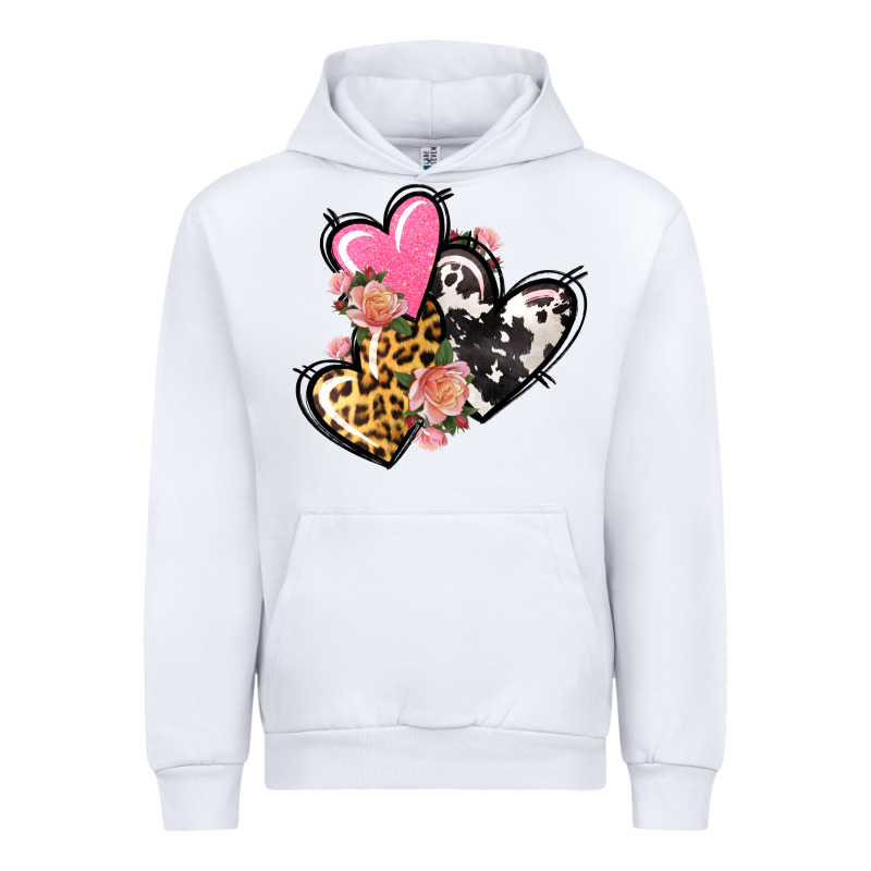 Pink Glitter Leopard Cowhide Hearts Valentine's Urban Hoodie by FaDigitalArtStudio | Teevron