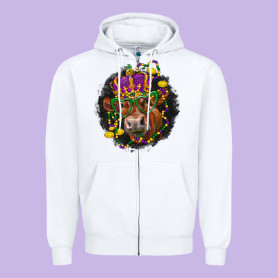 Mardi Gras Red Angus Zipper Hoodie Designed By Lillyallendesigns
