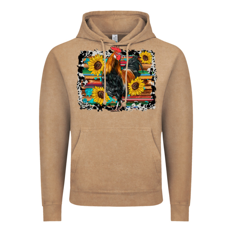 Western Rooster Coop Animals Sunflowers Cowhide Serape Wooden Vintage Hoodie by Artiststas | Teevron
