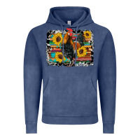 Vintage Denim western rooster coop animals sunflowers cowhide serape wooden Vintage Hoodie - Artiststas