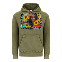 Vintage Olive western rooster coop animals sunflowers cowhide serape wooden Vintage Hoodie - Artiststas