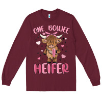 Burgundy one boujee heifer Long Sleeve Tee - MaliasSmallBusiness