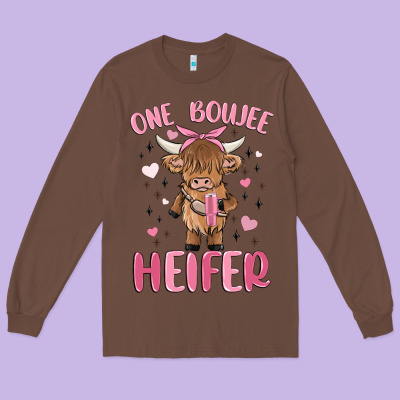 One Boujee Heifer Long Sleeve Tee Designed By Maliassmallbusiness