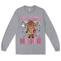 Heather Grey one boujee heifer Long Sleeve Tee - MaliasSmallBusiness