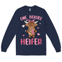Navy one boujee heifer Long Sleeve Tee - MaliasSmallBusiness