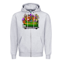 Heather Grey Mardi Gras truck Zipper Hoodie - LillyAllenDesigns