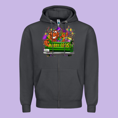 Mardi Gras Truck Zipper Hoodie Designed By Lillyallendesigns