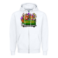 White Mardi Gras truck Zipper Hoodie - LillyAllenDesigns