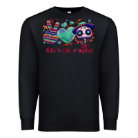 Black Peace love dia de los muertos Premium Sweatshirt - NancyCooperArtShop