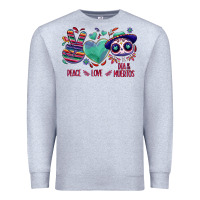 Heather Grey Peace love dia de los muertos Premium Sweatshirt - NancyCooperArtShop