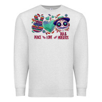 Oatmeal Heather Peace love dia de los muertos Premium Sweatshirt - NancyCooperArtShop