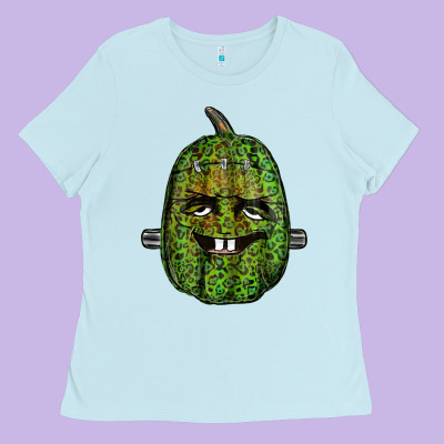 Leopard Pumpkin Frankestein Ladies Tee Designed By Ranaportraitstore