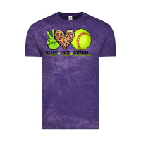 Cloud Purple peace love softball Vintage Tee - AdoDesignShop