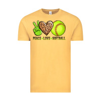 Vintage Mustard peace love softball Vintage Tee - AdoDesignShop