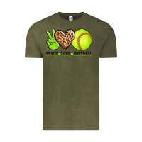 Vintage Olive peace love softball Vintage Tee - AdoDesignShop