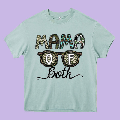 Mama Of Both Heavy Core Tee Designed By Cowhidedigitalart