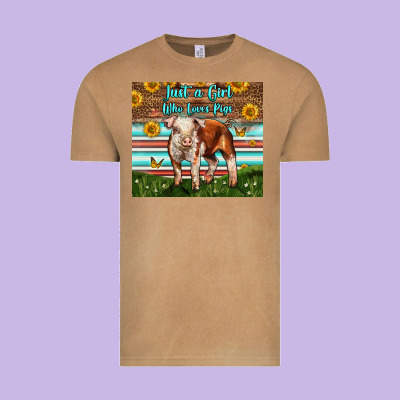 Just A Girl Who Loves Pig Vintage Tee Designed By Lillyallendesigns