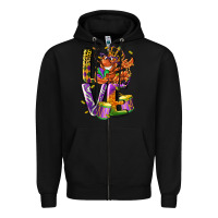 Black Mardi Gras love Zipper Hoodie - LillyAllenDesigns