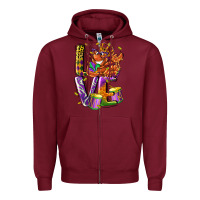 Burgundy Mardi Gras love Zipper Hoodie - LillyAllenDesigns
