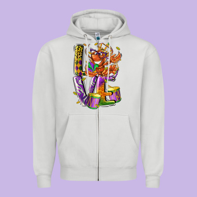 Mardi Gras Love Zipper Hoodie Designed By Lillyallendesigns