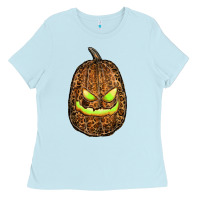 Baby Blue watercolor leopard pumpkin Ladies Tee - RanaPortraitStore