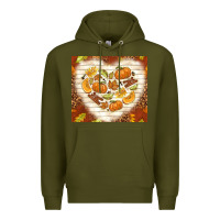 Army Green fall heart with leopard Premium Hoodie - TumblerDesignByShophia