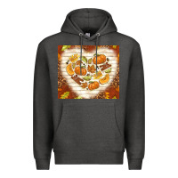 Charcoal Heather fall heart with leopard Premium Hoodie - TumblerDesignByShophia