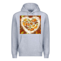Heather Grey fall heart with leopard Premium Hoodie - TumblerDesignByShophia
