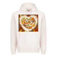 Pale Pink fall heart with leopard Premium Hoodie - TumblerDesignByShophia