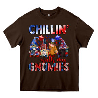 Chocolate Brown Chillin' with my gnomies 4th of July Heavy Core Tee - CowGirlArtShop
