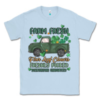 Dusty Blue farm fresh four leaf clovers Classic Tee - MaliasSmallBusiness