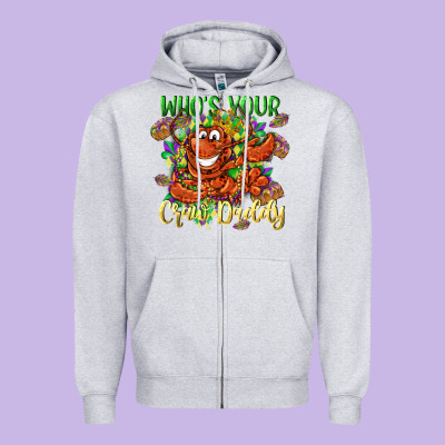 Who's Your Craw Daddy Mardi Gras Zipper Hoodie Designed By Lillyallendesigns