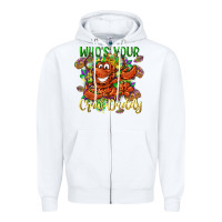 White Who's your craw daddy Mardi Gras Zipper Hoodie - LillyAllenDesigns