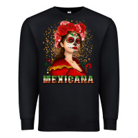 Black Sugar skull girl with Mexicana Premium Sweatshirt - NancyCooperArtShop