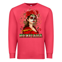 Cardinal Sugar skull girl with Mexicana Premium Sweatshirt - NancyCooperArtShop