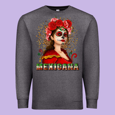 Sugar Skull Girl With Mexicana Premium Sweatshirt Designed By Nancycooperartshop