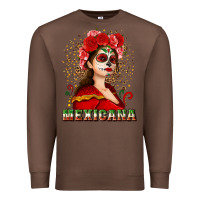 Chestnut Sugar skull girl with Mexicana Premium Sweatshirt - NancyCooperArtShop