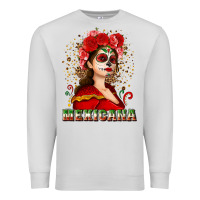 Dove Grey Sugar skull girl with Mexicana Premium Sweatshirt - NancyCooperArtShop