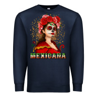 Navy Sugar skull girl with Mexicana Premium Sweatshirt - NancyCooperArtShop