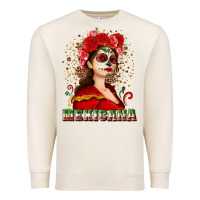 Sandshell Sugar skull girl with Mexicana Premium Sweatshirt - NancyCooperArtShop