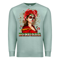 Seafoam Sugar skull girl with Mexicana Premium Sweatshirt - NancyCooperArtShop